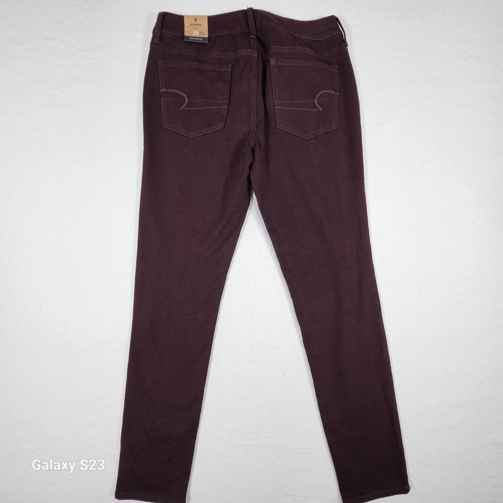 American Eagle NWT Womans Burgundy Jeggings Low Rise Size 12 - Picture 5 of 9